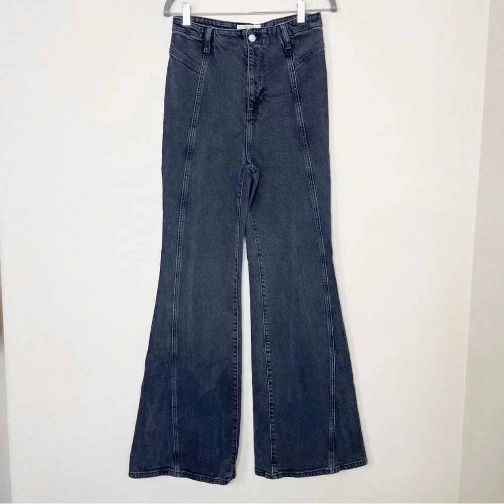 Free‎ People Florence Black Gray Flare Jeans